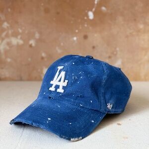 Custom distressed to perfection dad hat by LA artist,  LA Dodgers blue cap 47